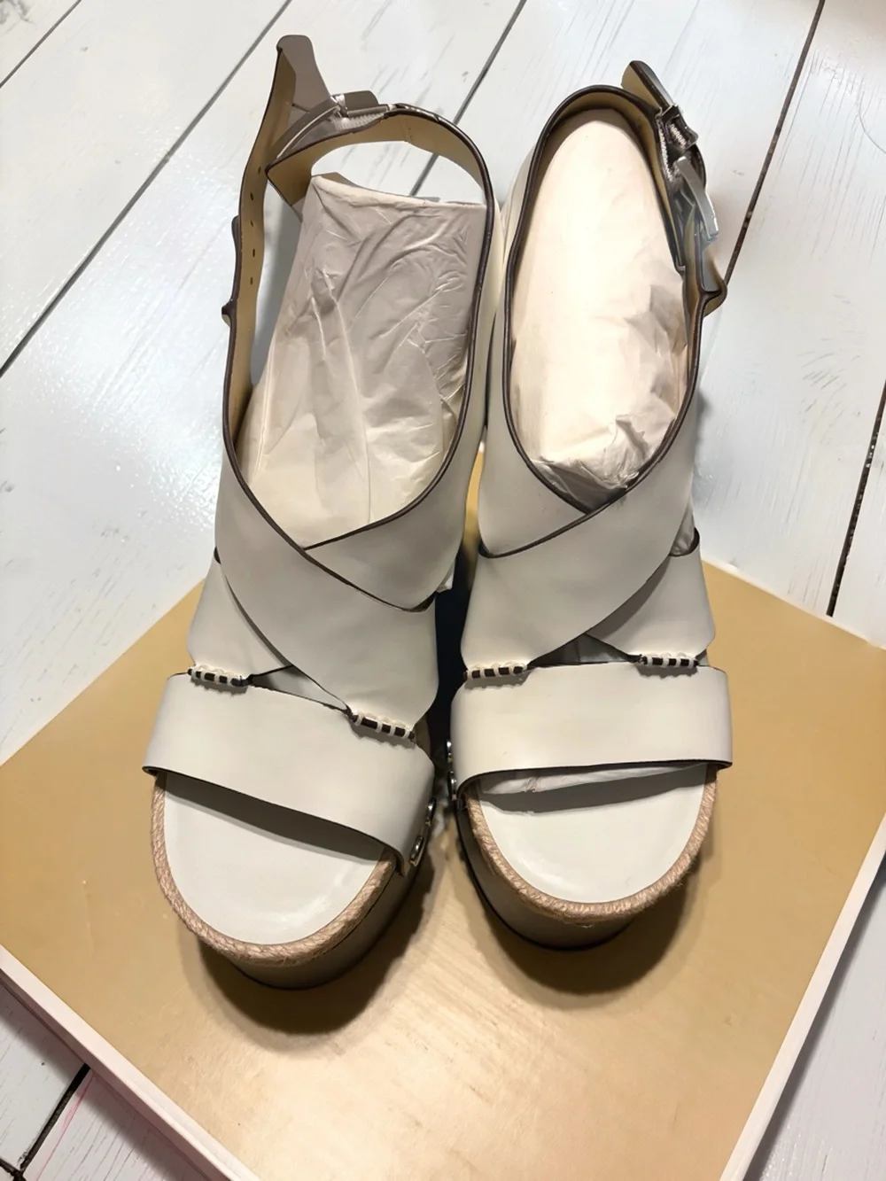 Michael Kors white wedges